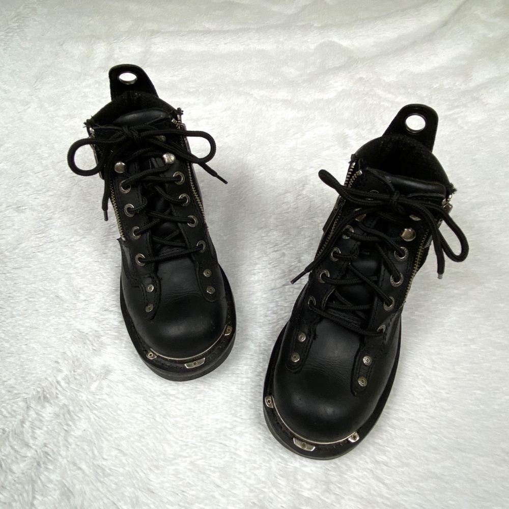 Harley Davidson Black Leather Lace Up Ankle Boots
